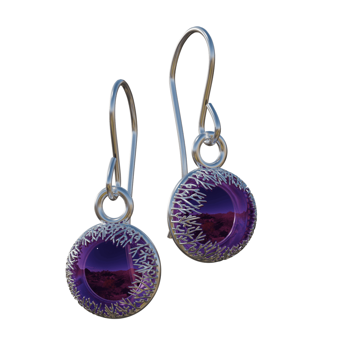 Amethyst Forest Earrings - Silver