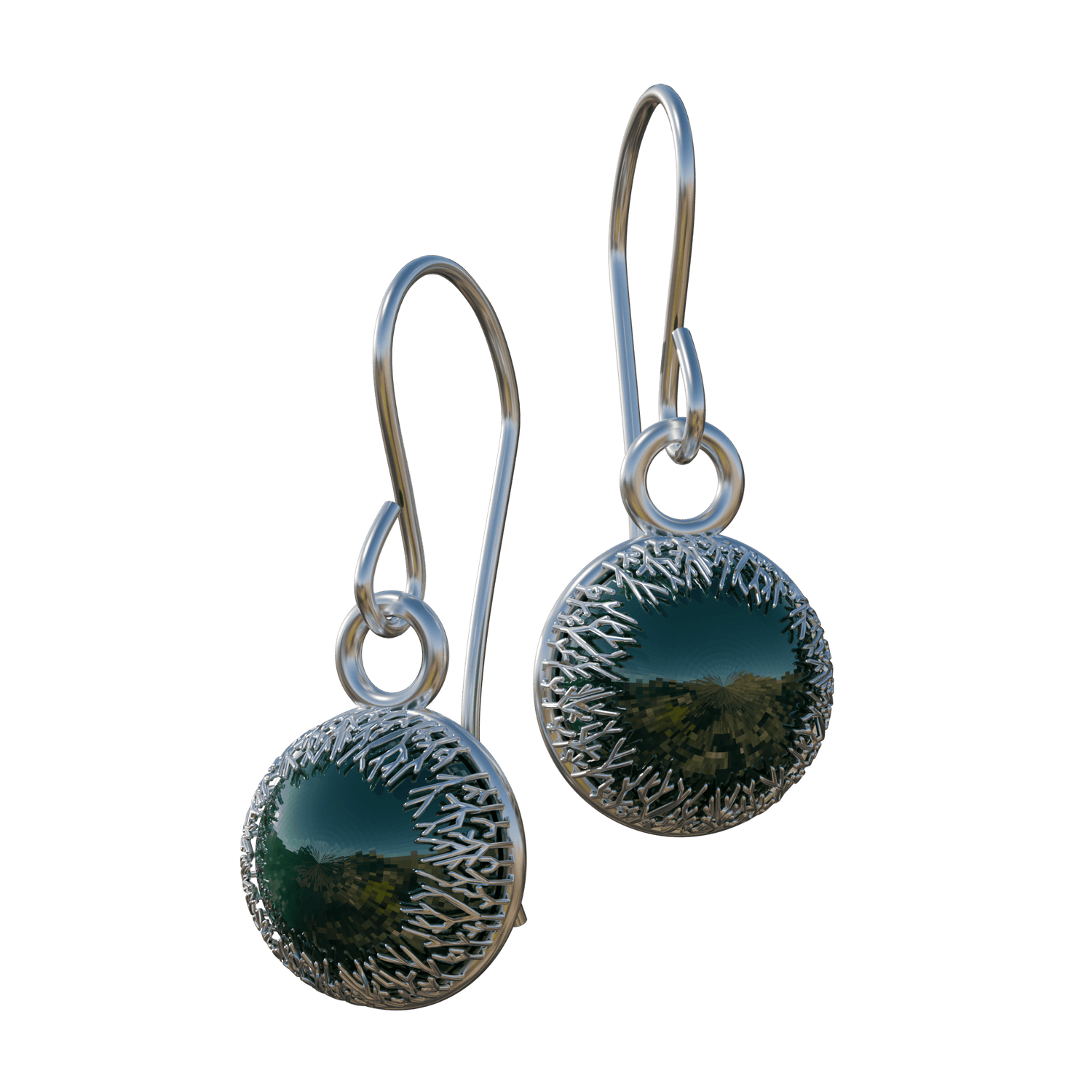 Black Opal Forest Earrings - Silver