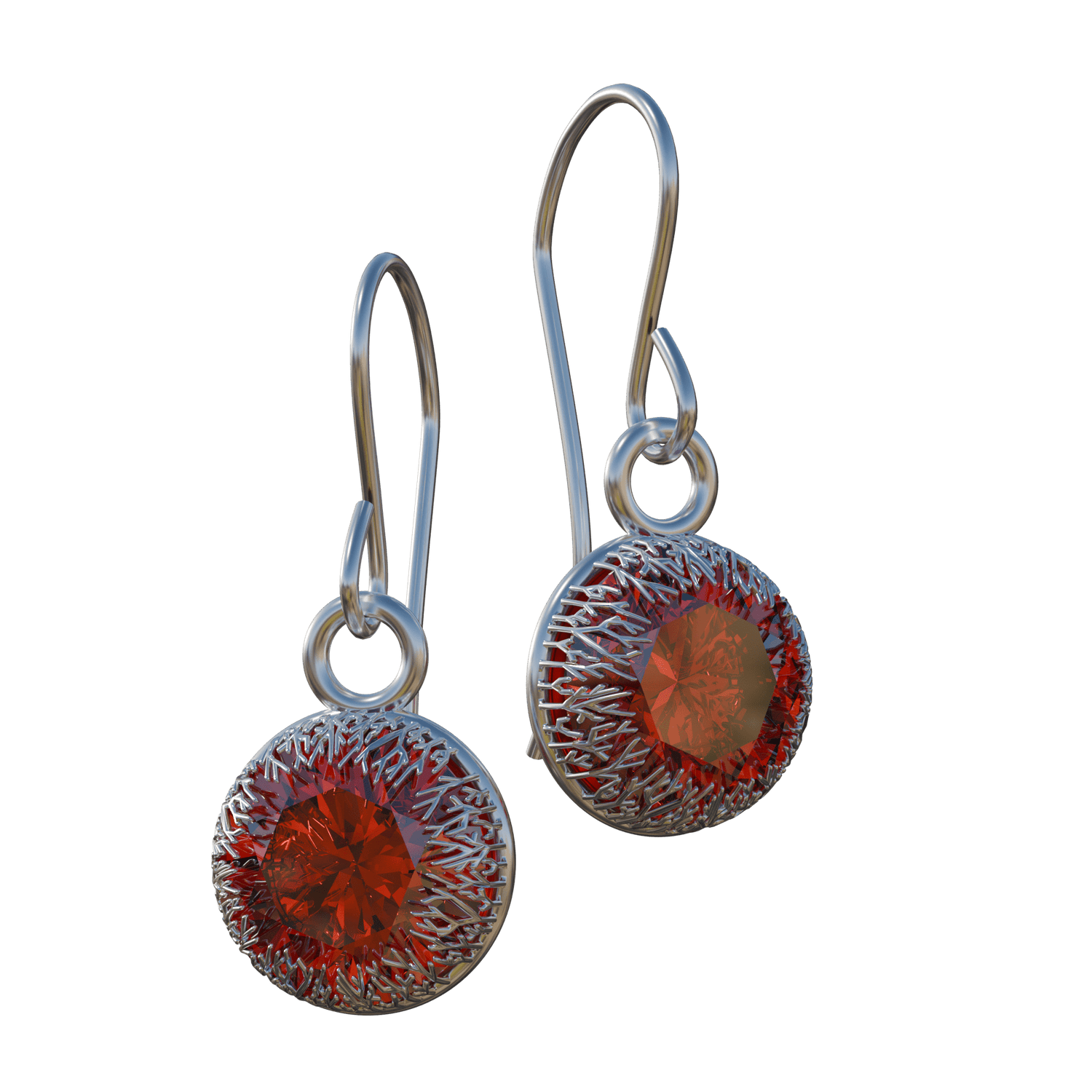 Garnet Forest Earrings - Silver