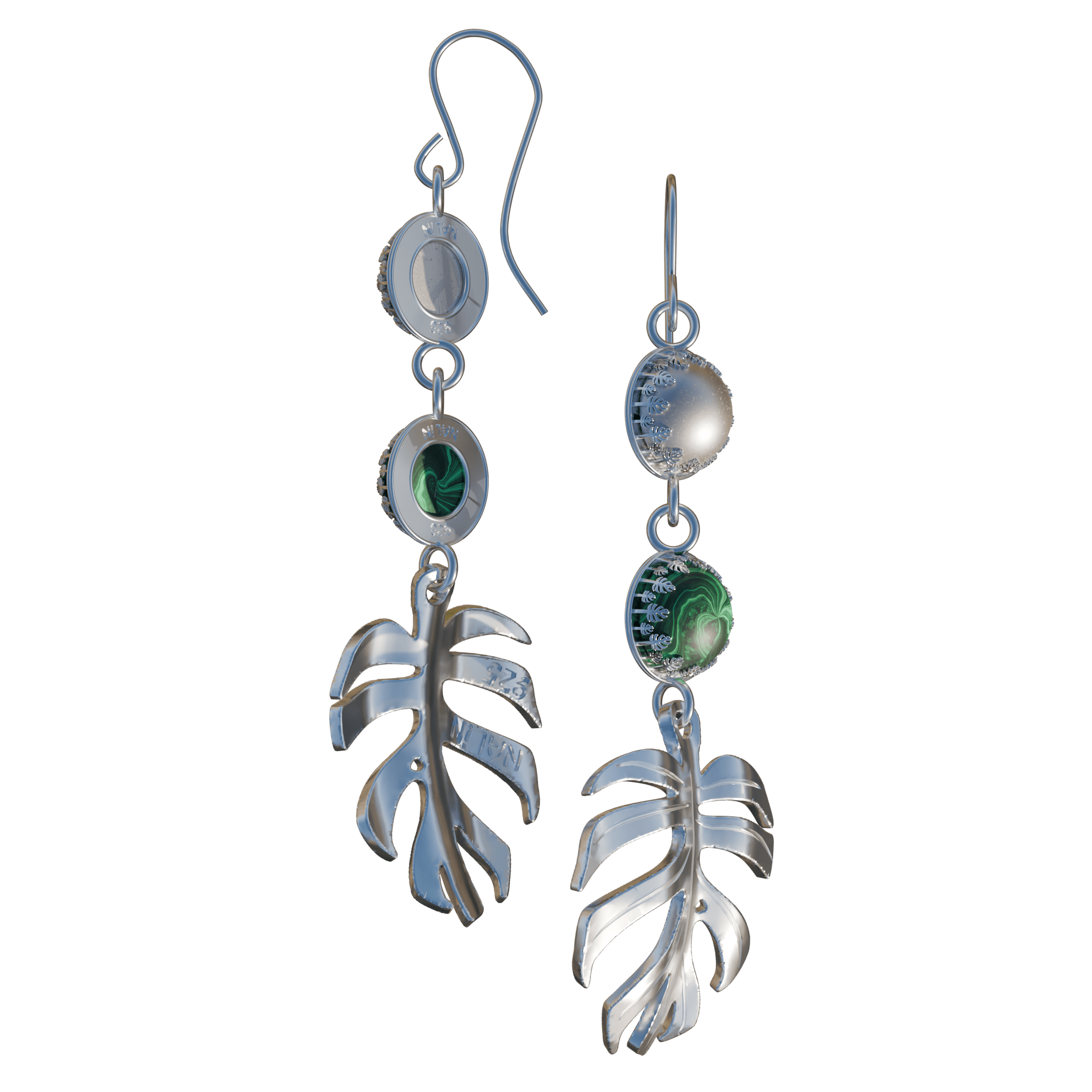 Monstera Albo Earrings - Silver