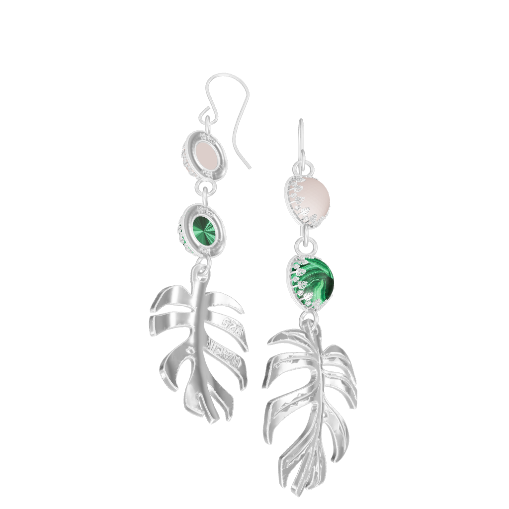 Monstera Albo Earrings - Silver