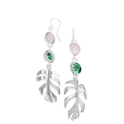 Monstera Albo Earrings - Silver