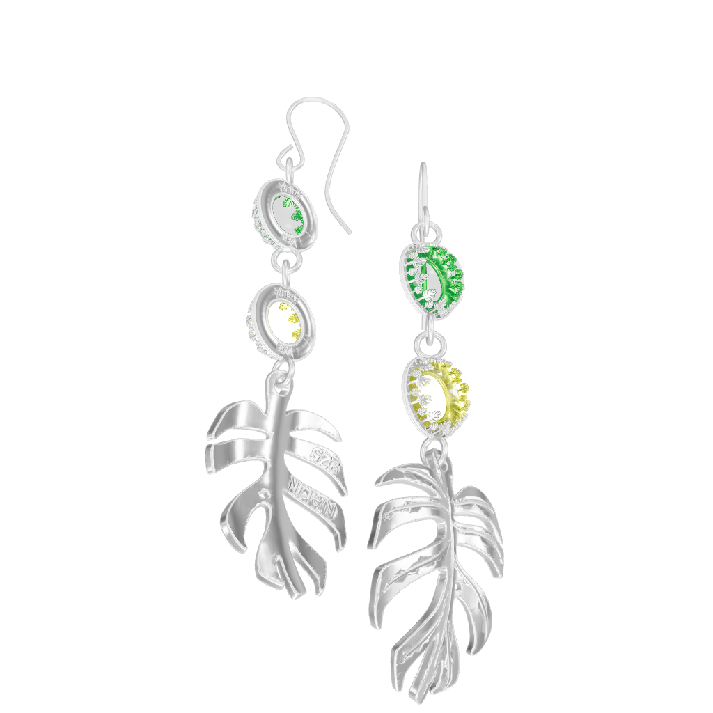 Monstera Aurea Earrings - Silver