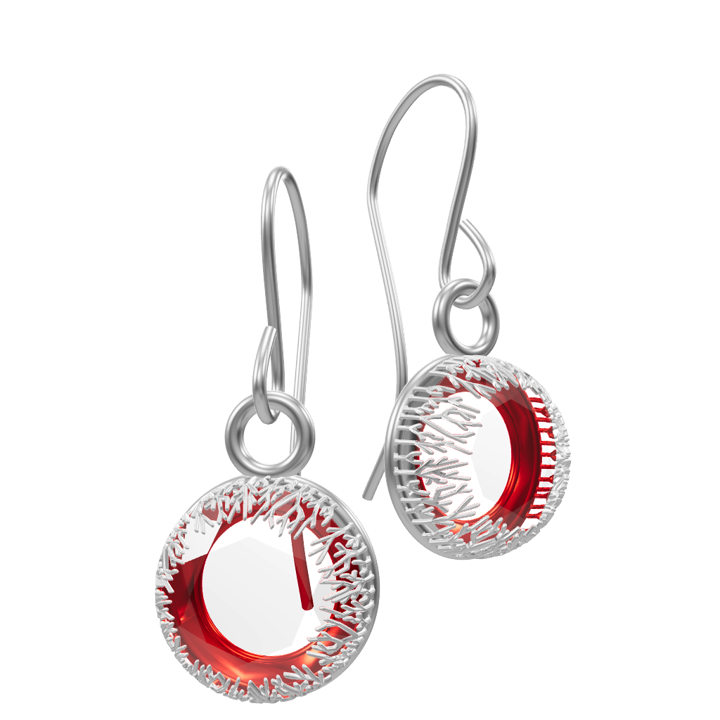 Garnet Forest Earrings - Silver