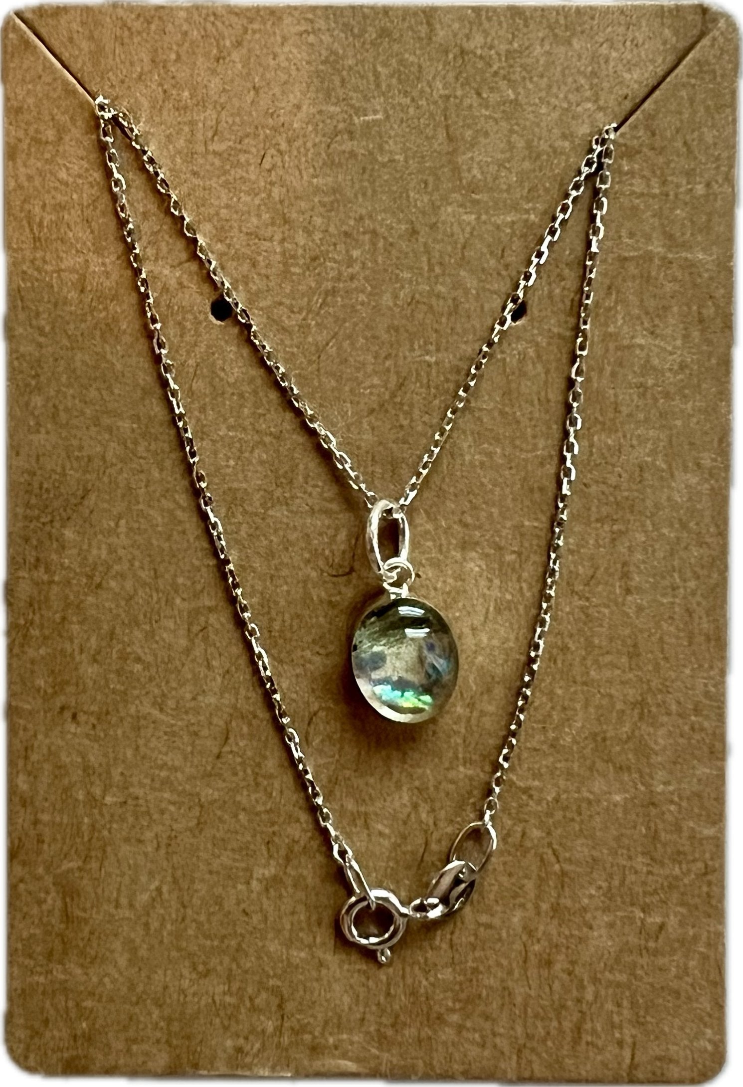 Variegated Ginger and Opal Silver Necklace